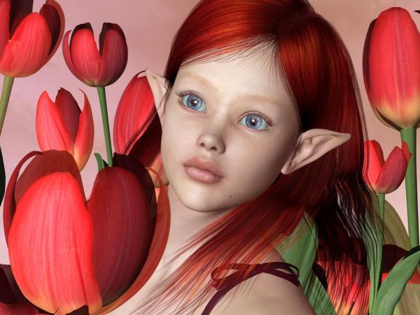 Elf And Tulips