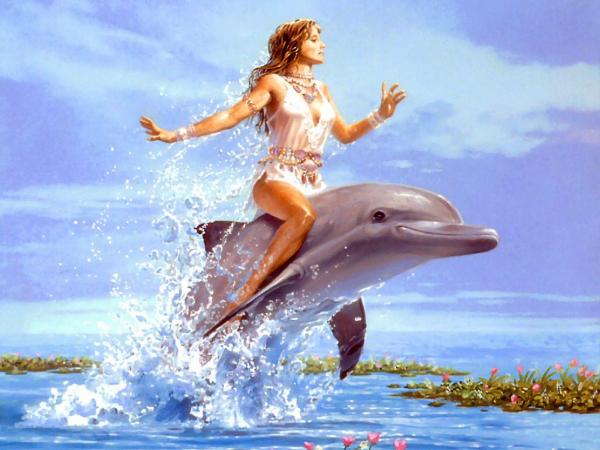 Girl Riding The Dolphin, Magic Beauties 3