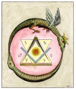 Engraving From Ic H Das Hermes Trimegists Leipsig 1782, Alchemical And Hermetic Emblems 1