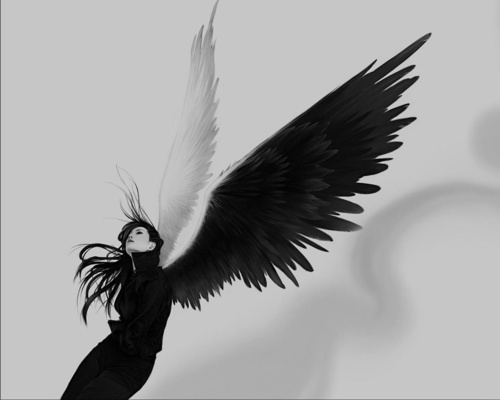 Gothic Angel With Black Wing